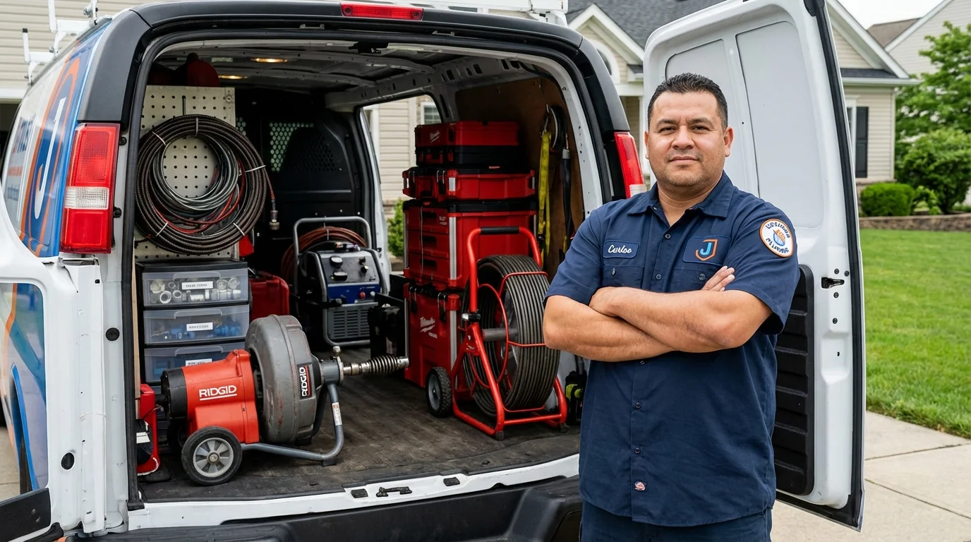 Professional drain cleaning equipment and Johns Plumbing LLC plumber in Frenchburg