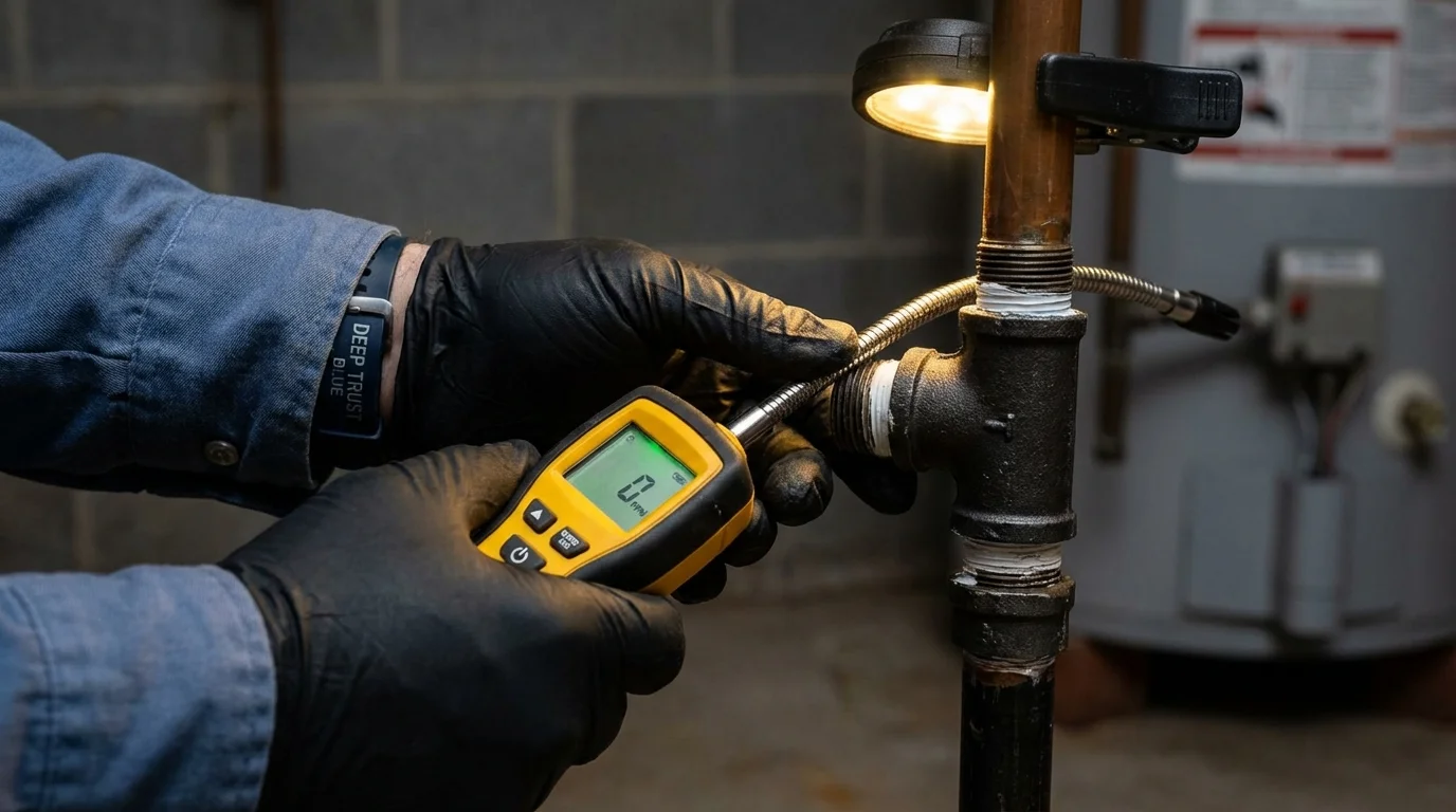 Gas leak detection with electronic sniffer by Johns Plumbing LLC in Frenchburg