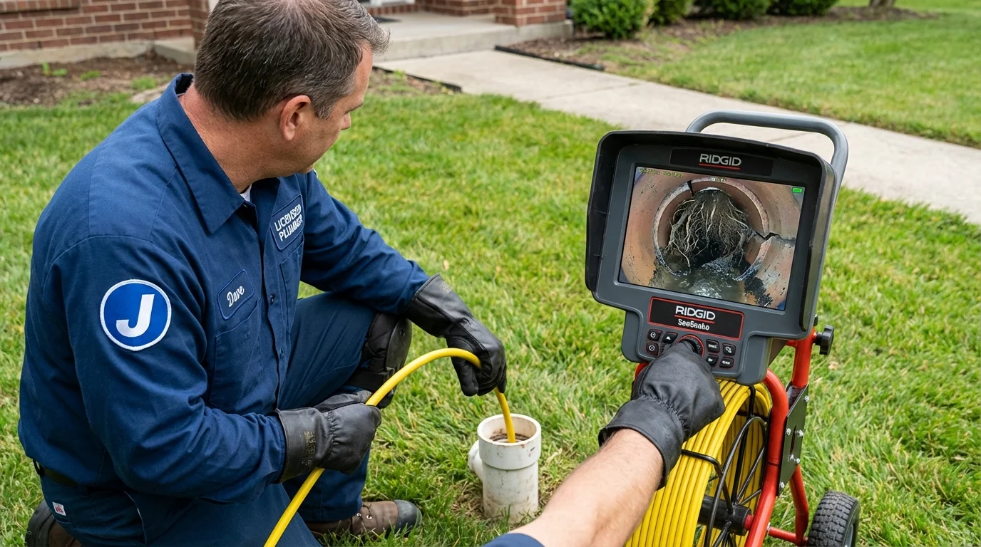 Sewer camera inspection being performed by Johns Plumbing LLC in Frenchburg